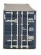 53′ Singamas Corrugated-Side Container - Assembled -- UMAX (blue, white), HO, Walthers SceneMaster 8524