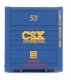 53′ Singamas Corrugated-Side Container - Assembled -- CSX Intermodal (blue, yellow), HO, Walthers SceneMaster 8528