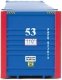 53′ Singamas Corrugated-Side Container - Assembled -- Pacer (blue, white, red), HO, Walthers SceneMaster 8535