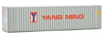 40′ Hi-Cube Corrugated Container w/Flat Roof - Assembled -- Yang Ming (gray, red, blue), HO, Walthers SceneMaster 8221