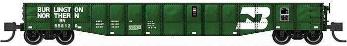 52`6` 15-Panel Mill Gondola - Heavily Dented Sides - Ready to Run -- Burlington Northern 558254 (Cascade Green, white, Large Log