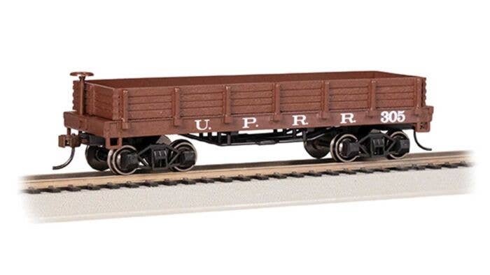 Old-Time Wood Gondola - Ready to Run -- Union Pacific 305 (Boxcar Red), HO, Bachmann Industries 15404