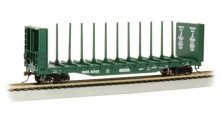 52′ Centerbeam Bulkhead Flatcar - Ready to Run -- BC Rail 52423 (green), HO, Bachmann Industries 12901