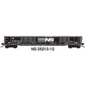 52`6` Corrugated Gondola - Ready to Run -- Norfolk Southern 12 (Ex-PC black, white, Yellow Conspicuity Marks), N, Trainworx Inc 