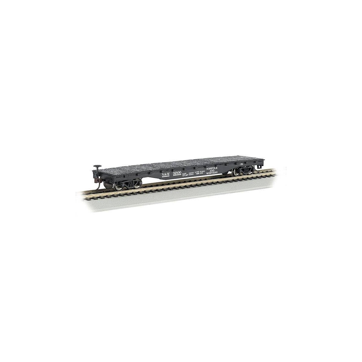 52′ Flatcar - Ready to Run - Silver Series(R) -- Norfolk & Western, HO, Bachmann Industries 17342