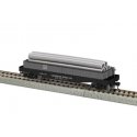40′ Flatcar w/Wood Sides (Gondola) & Pipe Load - Ready to Run -- Carnegie Steel 4110 (black, Boxcar Red), HO, Lionel 2454110