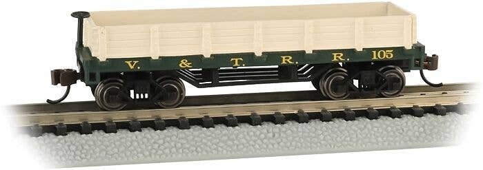 Old-Time Wood Gondola - Ready to Run -- Virginia & Truckee 105 (green), N, Bachmann Industries 15453