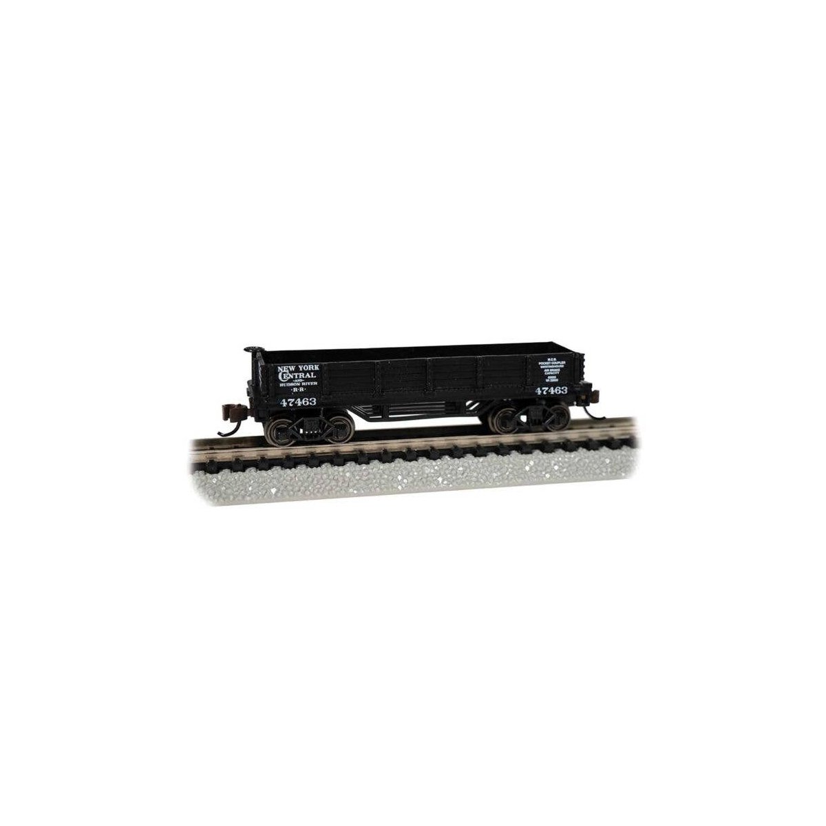 Old-Time Wood Gondola - Ready to Run -- New York Central (black), N, Bachmann Industries 15456