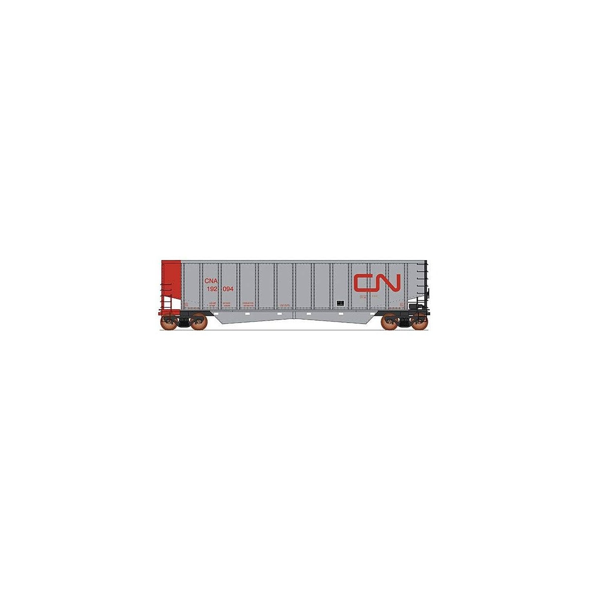 Trinity Aluminator(R) Coal Gondola - Ready to Run - Value Line -- Canadian National (aluminum, red, Noodle Logo), N, Intermounta