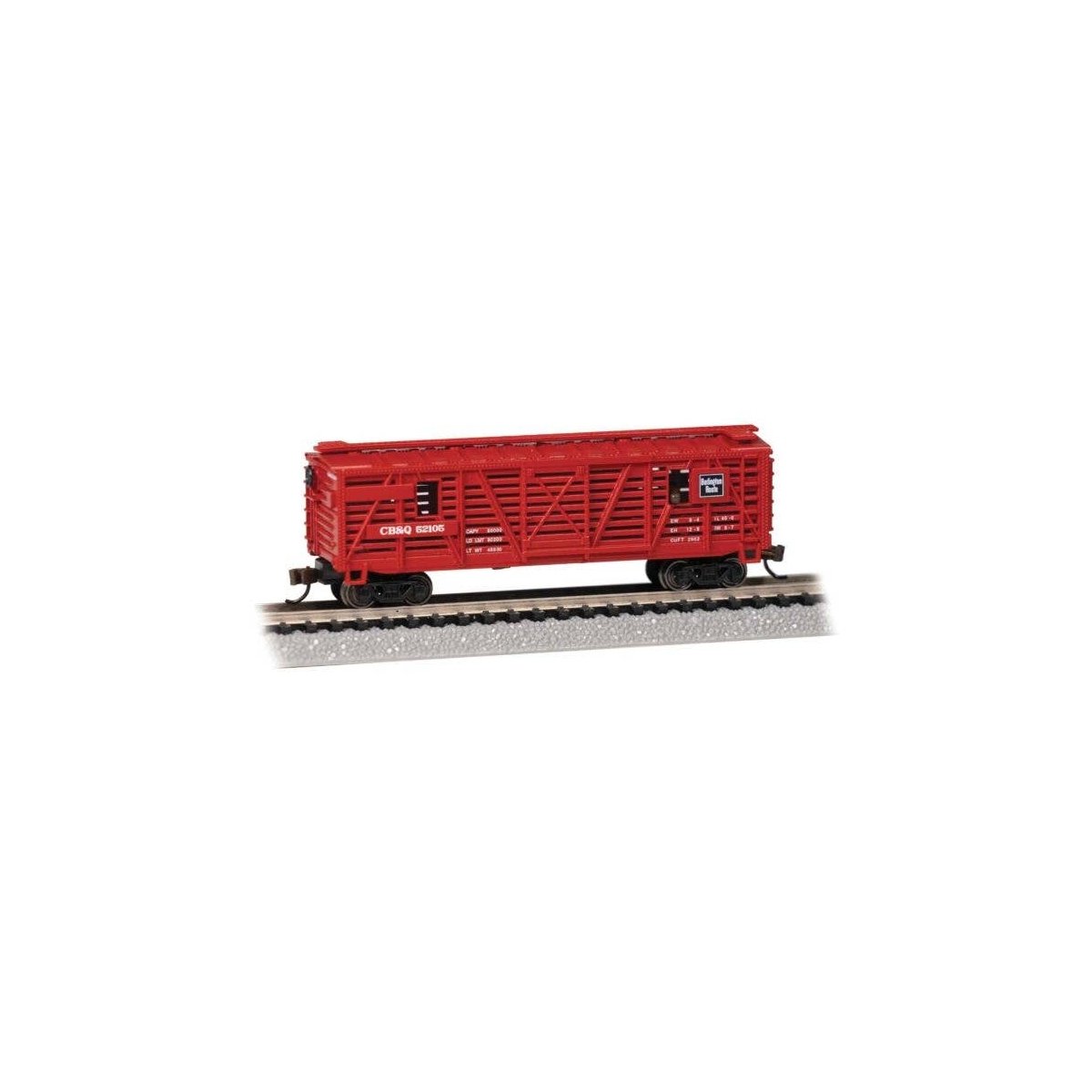 Animated Stock Car - Ready to Run -- Chicago, Burlington & Quincy 52105 (Cattle Load, red), N, Bachmann Industries 19751