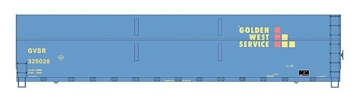 FMC Welded-Side Wood Chip Gondola - Ready to Run - Value Line -- Golden West Service GVSR (blue, yellow, red), N, Intermountain 