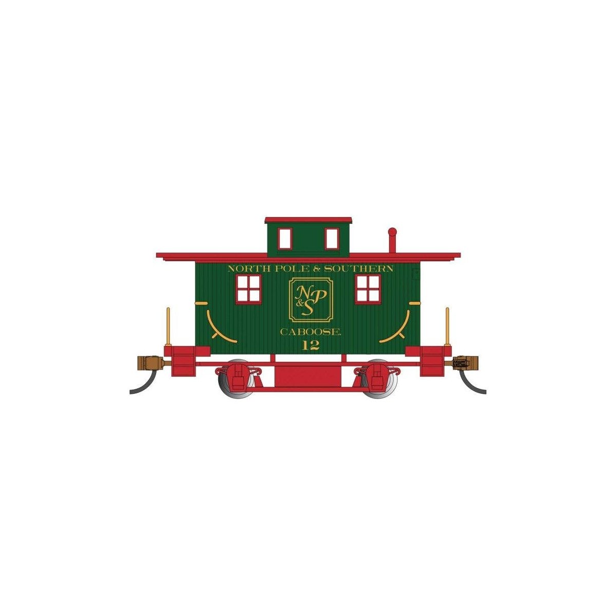Wood 4-Wheel Bobber Caboose - Ready to Run - Silver Series(R) -- North Pole & Southern 12 (C, HO, Bachmann Industries 18410