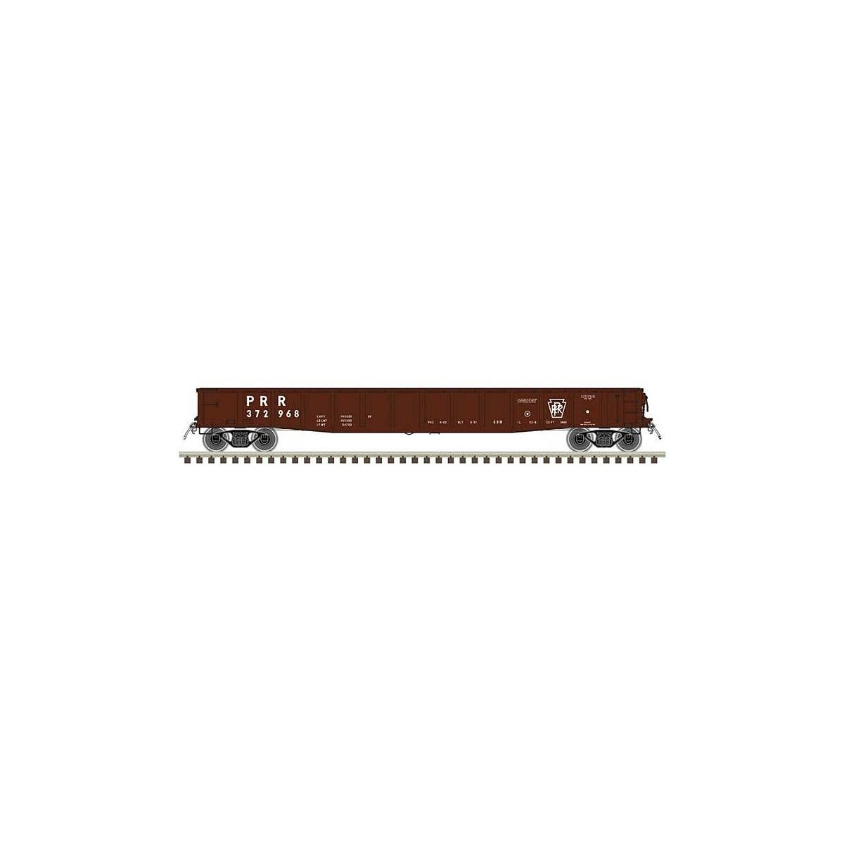 ACF 70-Ton 52′ Gondola - Ready to Run - Master(R) -- Pennsylvania Railroad 372968 (Boxcar Red, white, Plain Keystone), N, Atla
