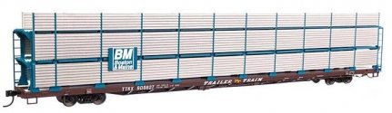 89′ Flatcar w/Tri-Level Shielded Auto Rack - Ready to Run -- Boston & Maine 908827, TTKX Flatcar, HO, WalthersMainline 8304
