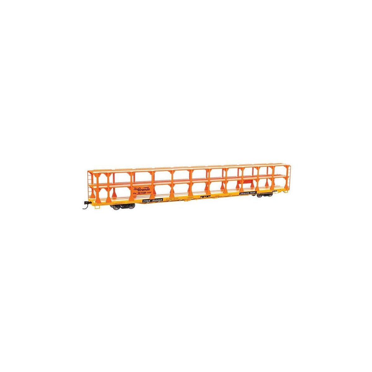 89′ Flatcar w/Tri-Level Open Auto Rack - Ready to Run -- Denver & Rio Grande Western(TM) 802868, HO, WalthersMainline 8208