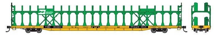 89′ Flatcar w/Bi-Level Open Auto Rack - Ready to Run -- Burlington Northern 963903, HO, WalthersMainline 8029