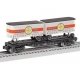 Intermodal TOFC Flatcar w/2 Trailers - 3-Rail - Ready to Run -- Whispering Rails (black, silver & red Transylvania Transit Hallo