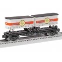 Intermodal TOFC Flatcar w/2 Trailers - 3-Rail - Ready to Run -- Whispering Rails (black, silver & red Transylvania Transit Hallo