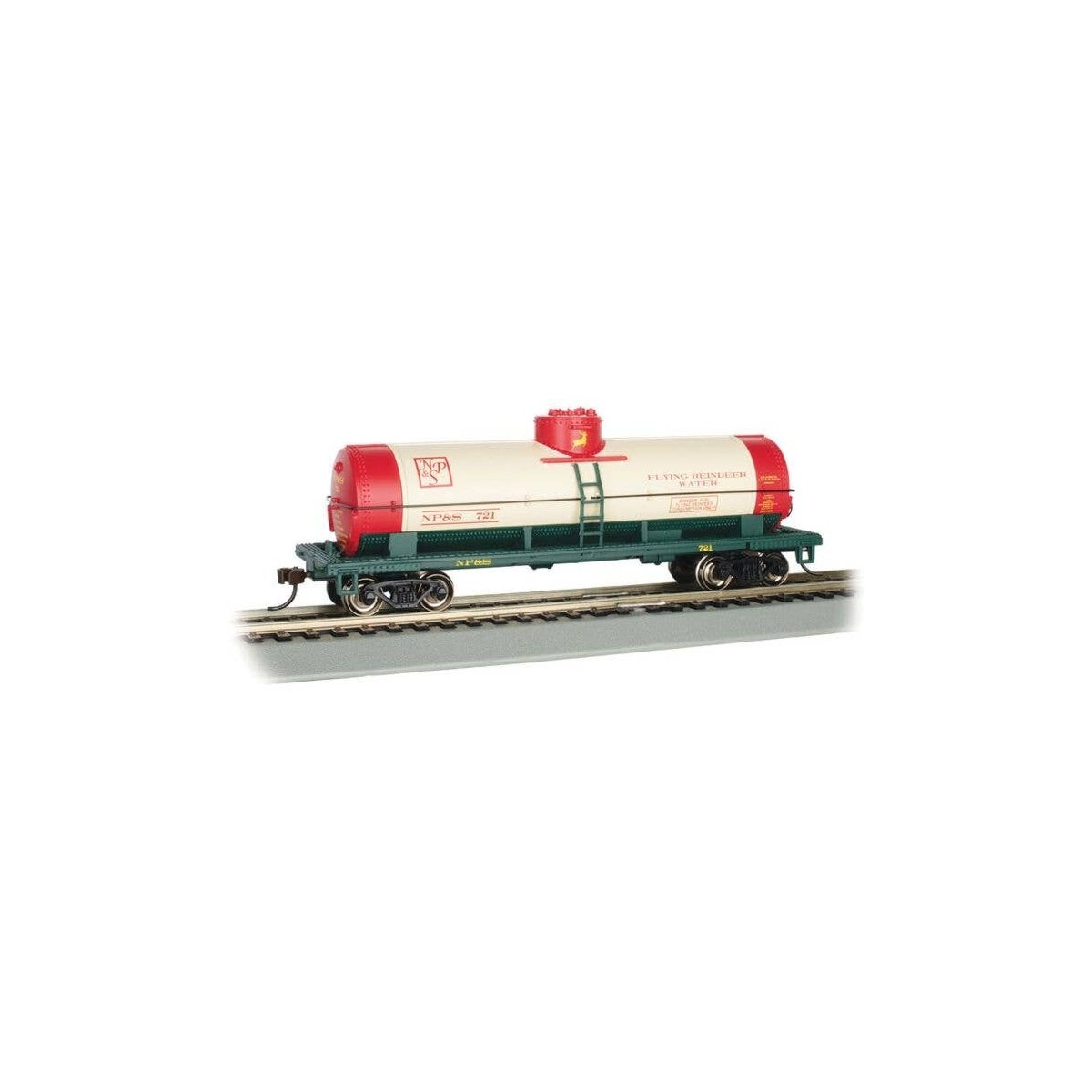 40′ Single-Dome Tank Car - Ready to Run - Silver Series(R) -- North Pole & Southern 721 (Flying Reindeer Water Tanker), HO, Ba