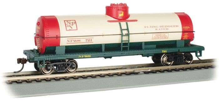 40′ Single-Dome Tank Car - Ready to Run - Silver Series(R) -- North Pole & Southern 721 (Flying Reindeer Water Tanker), HO, Ba