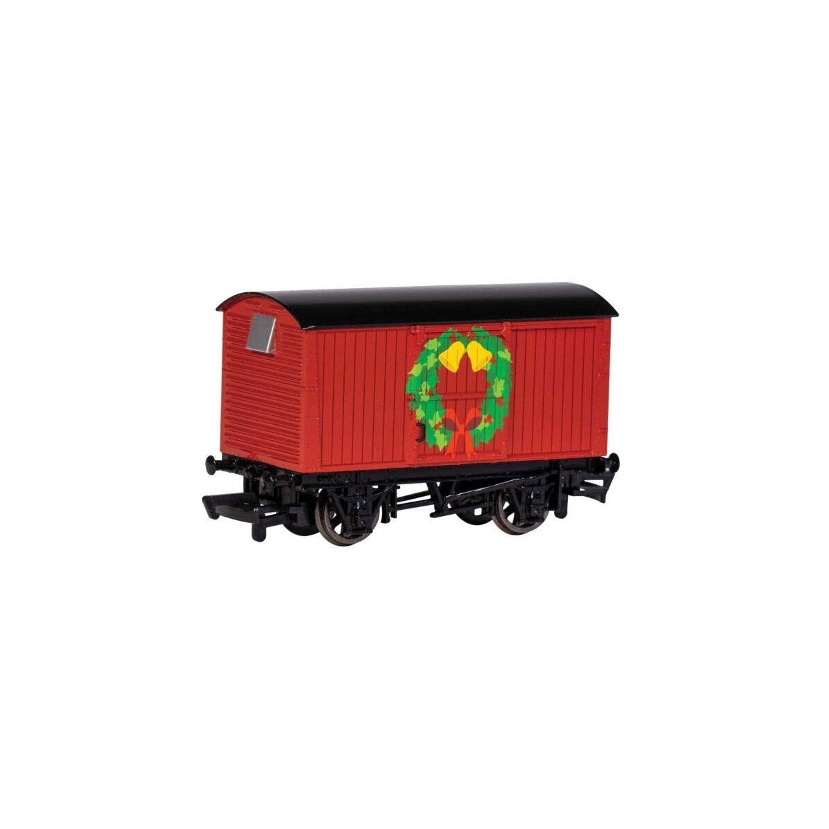 12-Ton Wood Boxcar (Van) - Ready to Run - Thomas & Friends(TM) -- Red, Christmas Wreath, HO, Bachmann Industries 77415