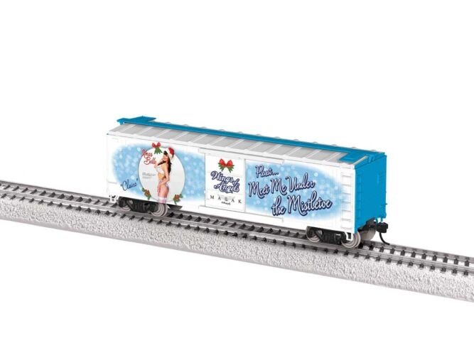 40′ Steel Flat-End Boxcar - Ready to Run -- Wings Of Angels Christmas (Pin-Up Girl Art), HO, Lionel 2554270