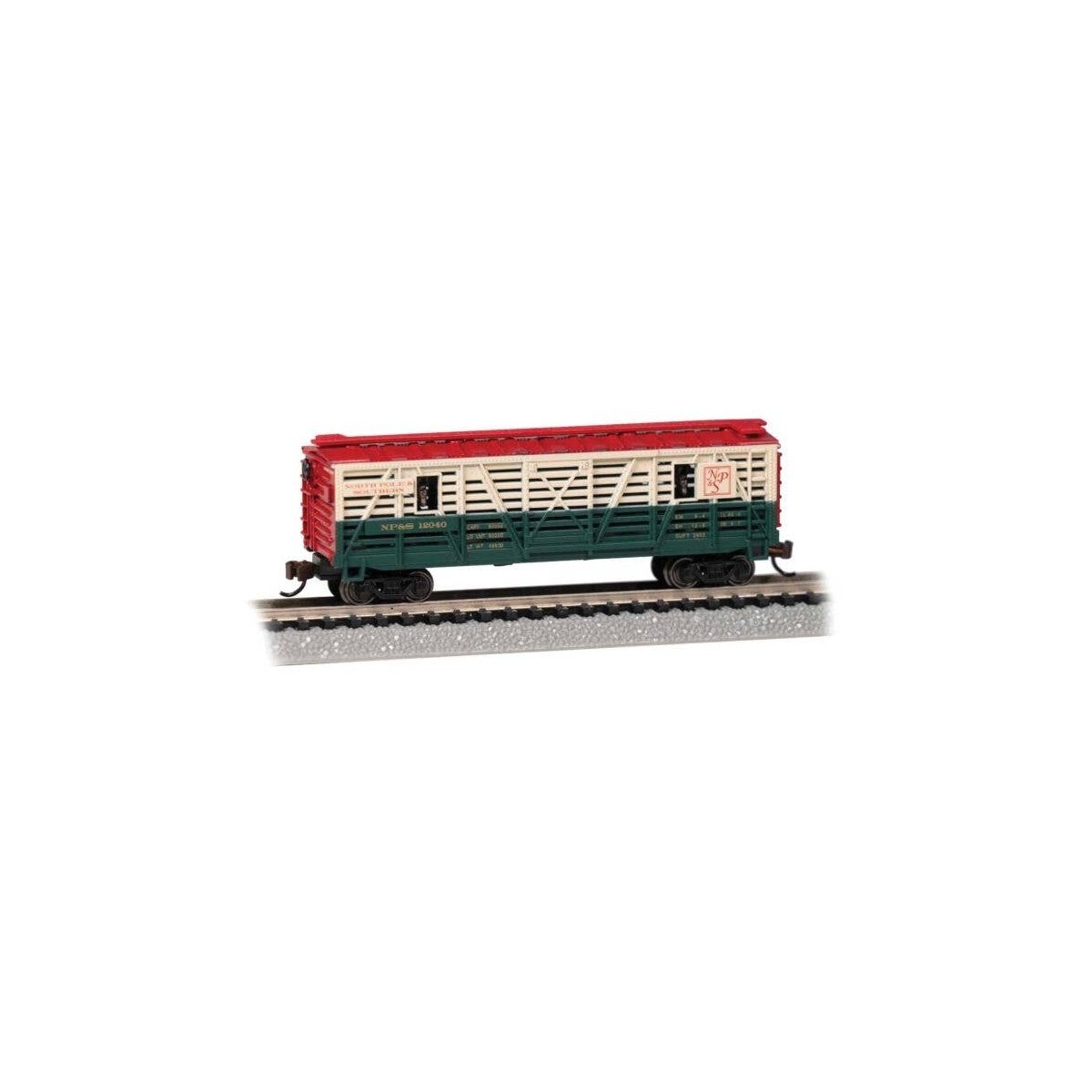 Animated Stock Car - Ready to Run -- North Pole & Southern (Reindeer Load green, cream, red), N, Bachmann Industries 19754
