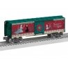 Steel Boxcar - 3-Rail - Ready to Run -- Disney Frozen Christmas (green, red, cream, Mural Sides), O, Lionel 2528330