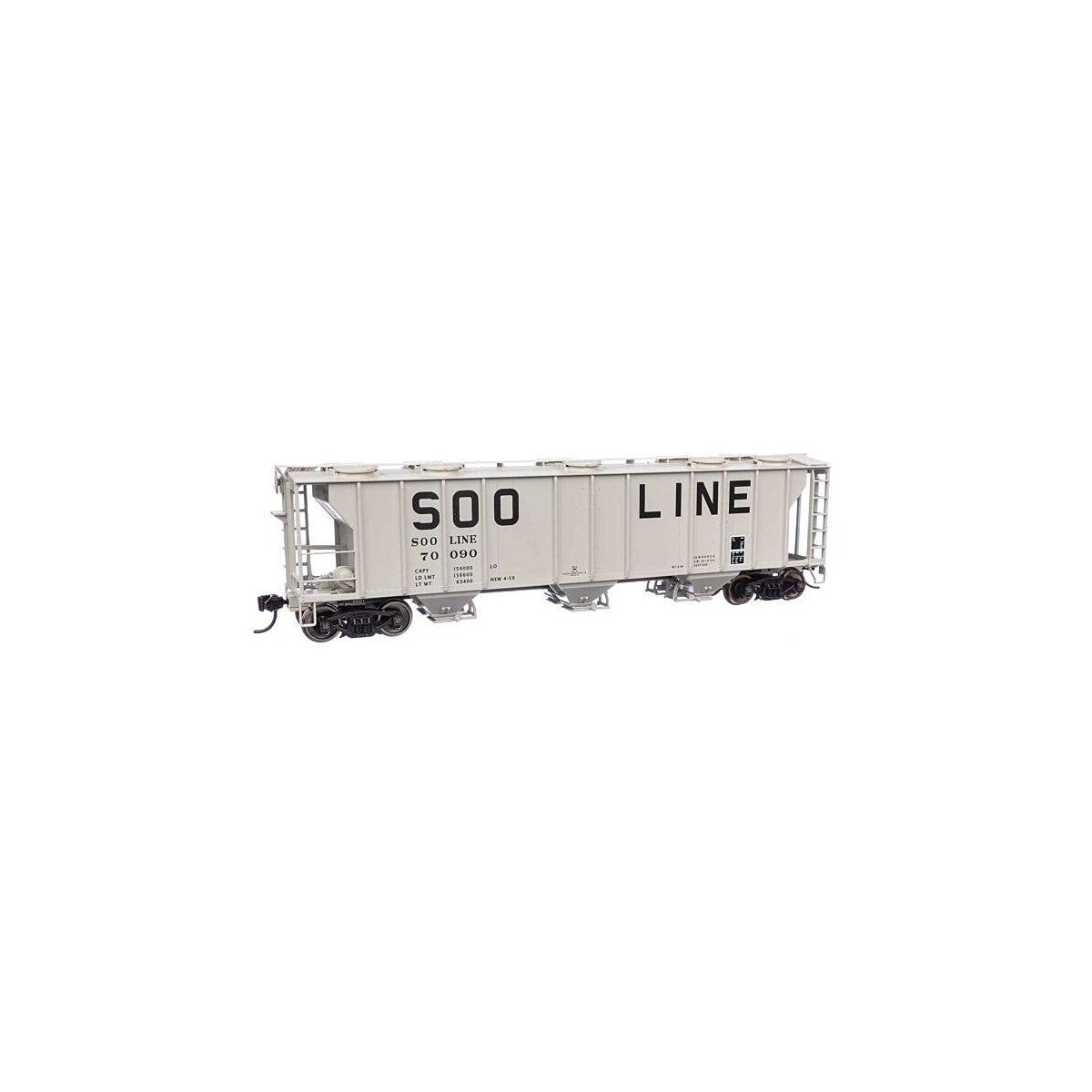50′ Pullman-Standard PS-2 2893 3-Bay Covered Hopper - Ready to Run -- Soo Line 70090, HO, WalthersMainline 7058