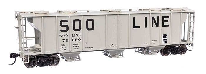 50′ Pullman-Standard PS-2 2893 3-Bay Covered Hopper - Ready to Run -- Soo Line 70090, HO, WalthersMainline 7058