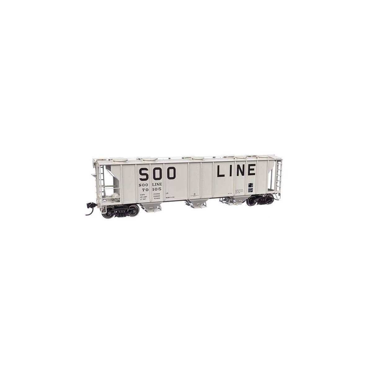 50′ Pullman-Standard PS-2 2893 3-Bay Covered Hopper - Ready to Run -- Soo Line 70105, HO, WalthersMainline 7060