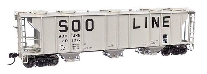 50′ Pullman-Standard PS-2 2893 3-Bay Covered Hopper - Ready to Run -- Soo Line 70105, HO, WalthersMainline 7060