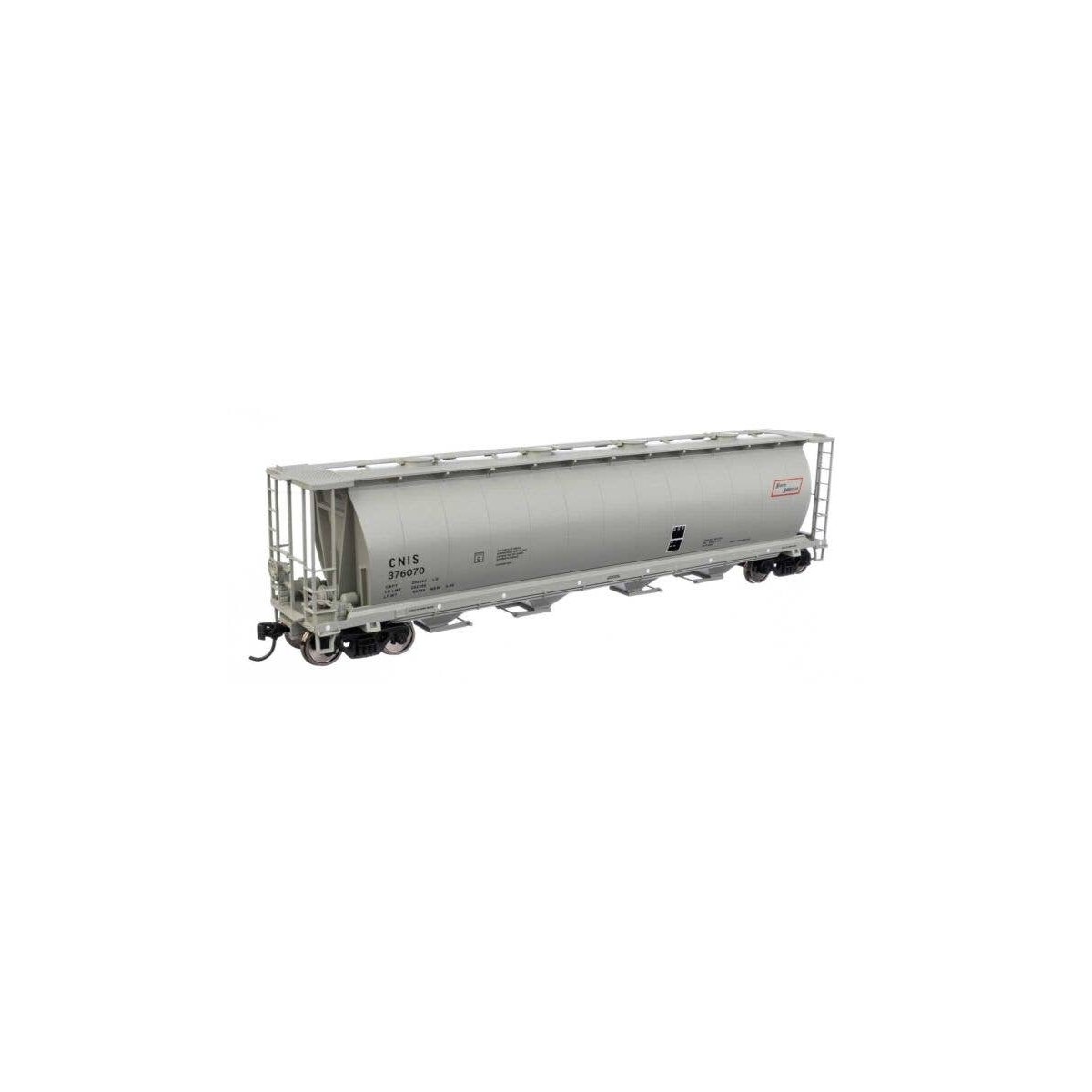 59′ Cylindrical Hopper - Ready to Run -- Canadian National International Service CNIS 376070 (round hatches), HO, WalthersMain