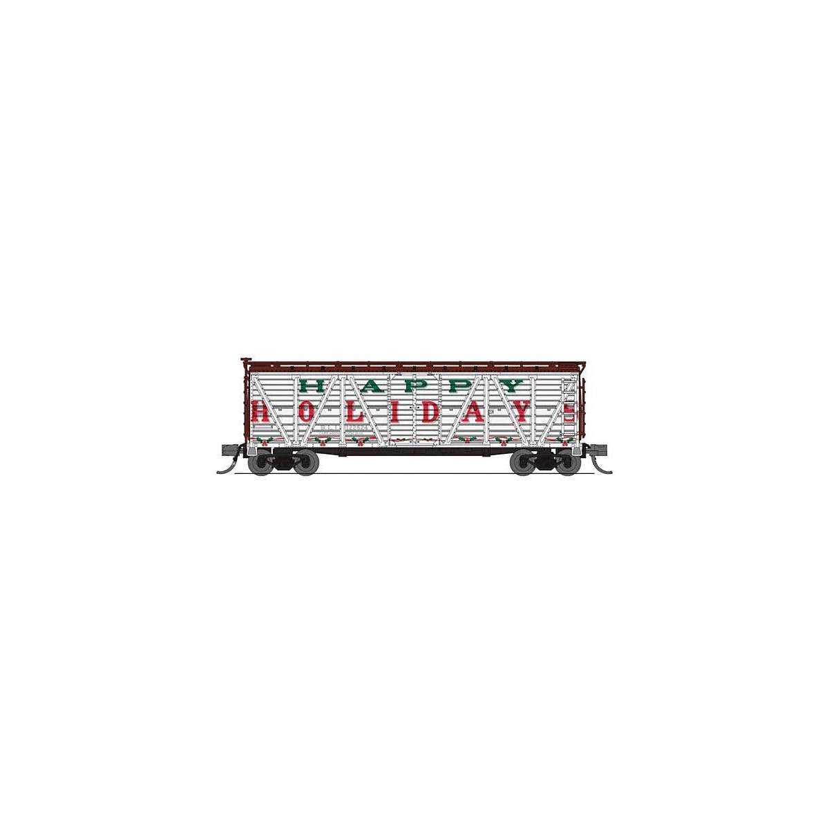 PRR K7 Stock Car 2-Pack (No Sound) - Ready to Run -- Happy Holidays (white, red, green), N, Broadway Limited Imports 8489