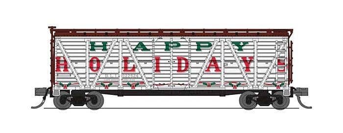 PRR K7 Stock Car 2-Pack (No Sound) - Ready to Run -- Happy Holidays (white, red, green), N, Broadway Limited Imports 8489