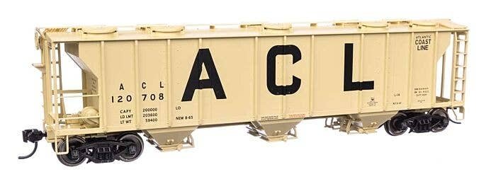 50′ Pullman-Standard PS-2 2893 3-Bay Covered Hopper - Ready to Run -- Atlantic Coast Line 120708, HO, WalthersMainline 7040
