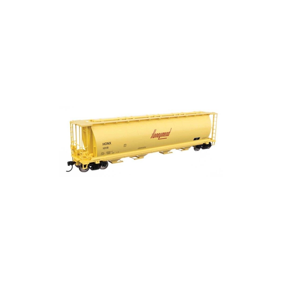 59′ Cylindrical Hopper - Ready to Run -- Honeymead 1015 (yellow, black, red logo trough hatches), HO, WalthersMainline 7897