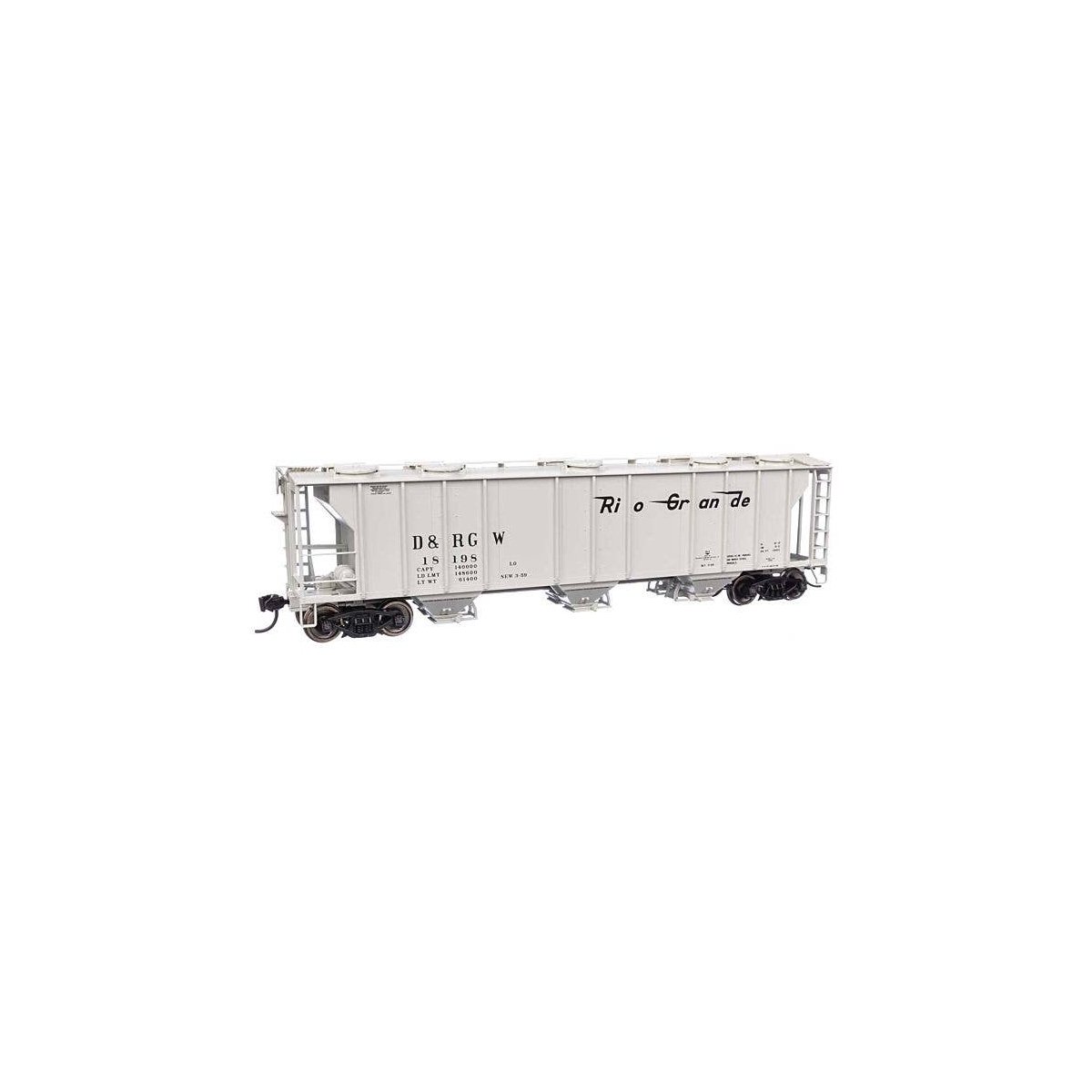 50′ Pullman-Standard PS-2 2893 3-Bay Covered Hopper - Ready to Run -- Denver & Rio Grande Western(TM) 18198, HO, WalthersMainl