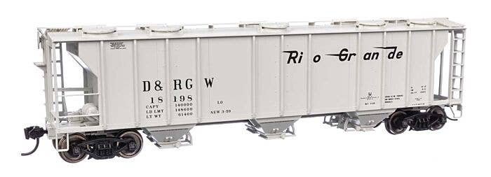 50′ Pullman-Standard PS-2 2893 3-Bay Covered Hopper - Ready to Run -- Denver & Rio Grande Western(TM) 18198, HO, WalthersMainl