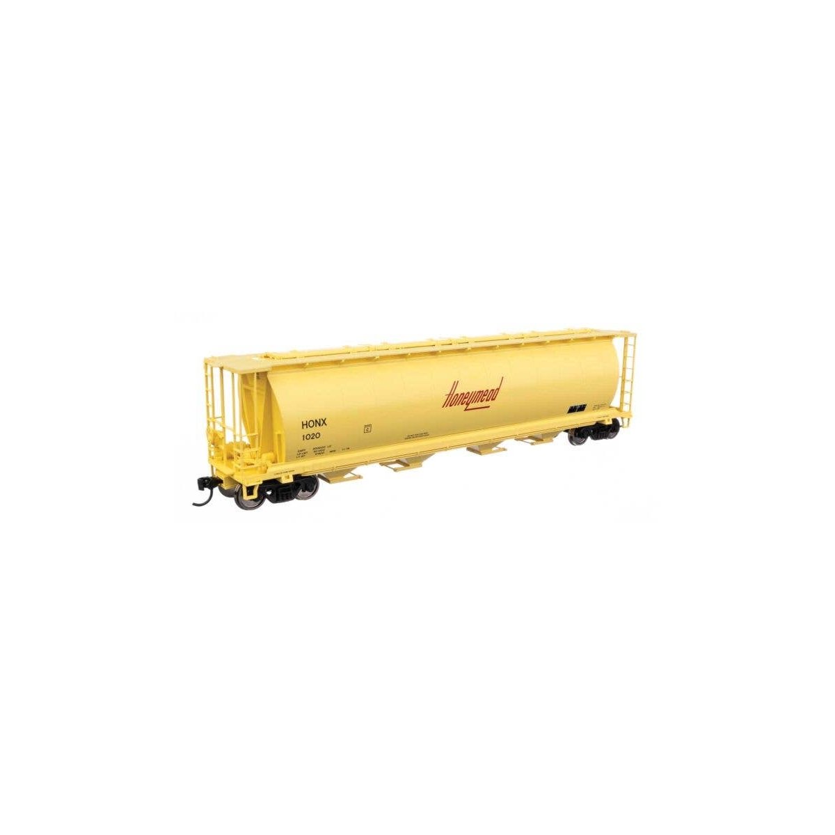 59′ Cylindrical Hopper - Ready to Run -- Honeymead 1020 (yellow, black, red logo trough hatches), HO, WalthersMainline 7898