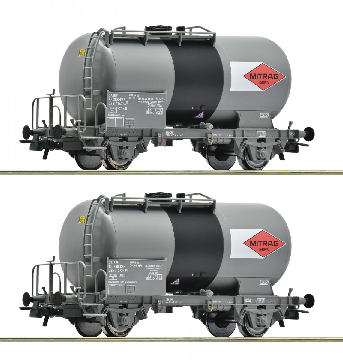 2 piece set: Tank wagons, SBB, HO, Roco 6600196