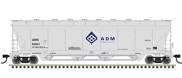 Pressureaide Centerflow Covered Hopper - Ready to Run - Master(R) -- ADM 50031 (gray, blue, Molecule), N, Atlas Model Railroad C