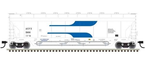 Pressureaide Centerflow Covered Hopper - Ready to Run - Master(R) -- ACFX 51414 (Venturi, white, blue), N, Atlas Model Railroad 