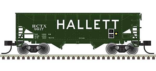 2-Bay Offset-Side Hopper with Flat Ends & Load 3-Pack - Ready to Run - Master( -- Hallett 9937, 9943, 9951 (green, white), N, At