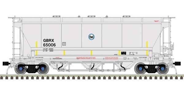Trinity 3230 Pressure Differential PD Covered Hopper - Ready to Run Master Plu -- TXI GBRX 65000 (gray, black, blue), N, Atlas M