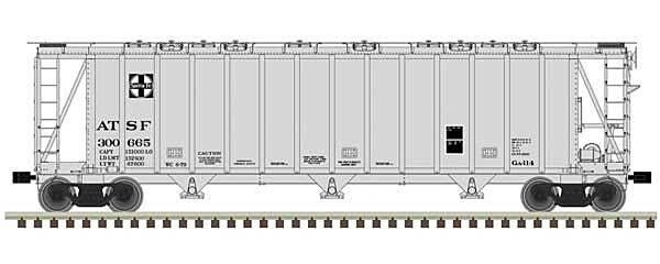 General American 3500 Dry-Flo 3-Bay Covered Hopper - Ready to Run -- Santa Fe 300684 (gray, black), N, Atlas Model Railroad Co. 