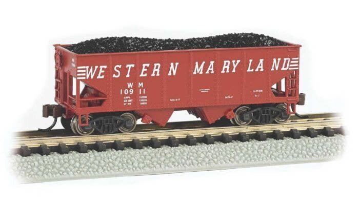 USRA 55-Ton Outside-Braced Hopper with Load - Ready to Run - Silver Series(R) -- Western Maryland 10911 (Boxcar Red, Speed Lette