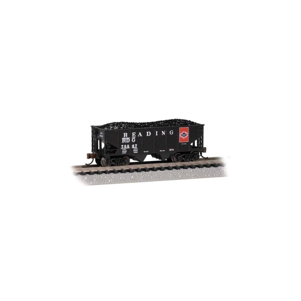 USRA 55-Ton Outside-Braced Hopper with Load - Ready to Run - Silver Series(R) -- Reading 78847 (black, red), N, Bachmann Industr