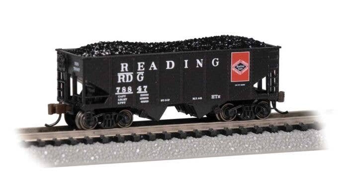 USRA 55-Ton Outside-Braced Hopper with Load - Ready to Run - Silver Series(R) -- Reading 78847 (black, red), N, Bachmann Industr