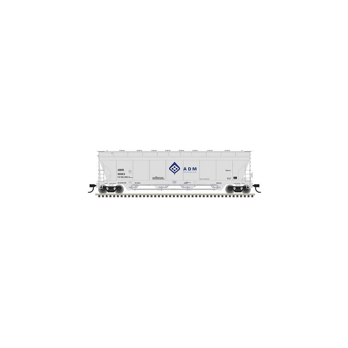 Pressureaide Centerflow Covered Hopper - Ready to Run - Master(R) -- ADM 50003 (gray, blue, Molecule), N, Atlas Model Railroad C